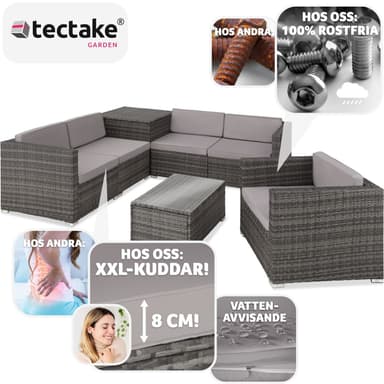 tectake Loungeset Pisa i konstrotting - grå