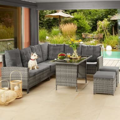 tectake Soffgrupp Loungeset Barletta i konstrotting - grå/beige
