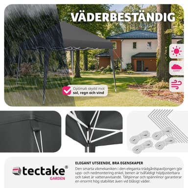 tectake Hopfällbar Paviljong Linosa 3x3 m - grå