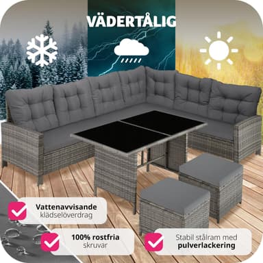 tectake Soffgrupp Loungeset Barletta i konstrotting - grå/beige
