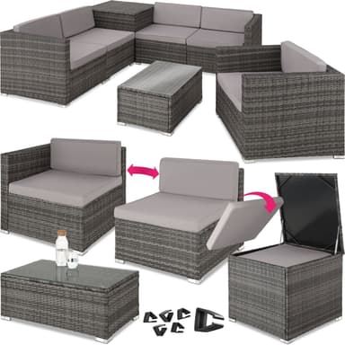tectake Loungeset Pisa i konstrotting - grå