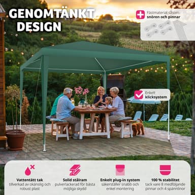 tectake Paviljong Kara 3x3 m - grön