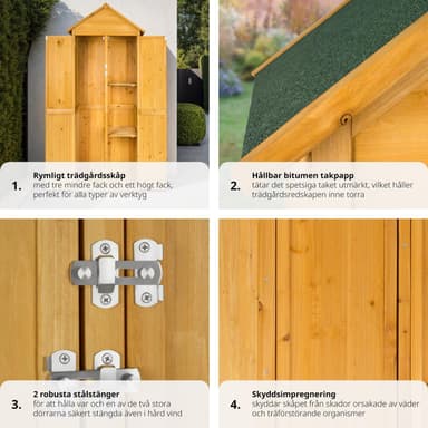 tectake Trädgårdsskåp med spetsigt tak - brun