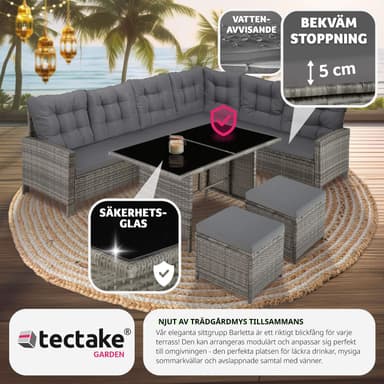 tectake Soffgrupp Loungeset Barletta i konstrotting - grå/beige