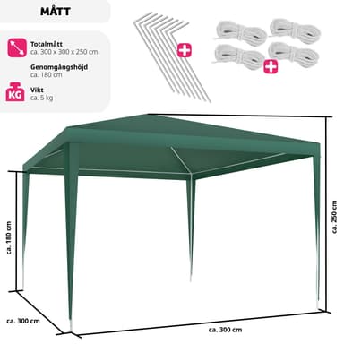 tectake Paviljong Kara 3x3 m - grön