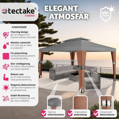 tectake Paviljong i konstrotting Mona 3x4m - brun/antracit