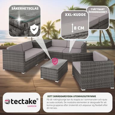 tectake Loungeset Pisa i konstrotting - grå