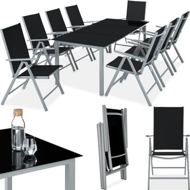 tectake Matgrupp i Aluminium med 8 stolar - silver