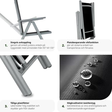 tectake Matgrupp i Aluminium med 8 stolar - silver