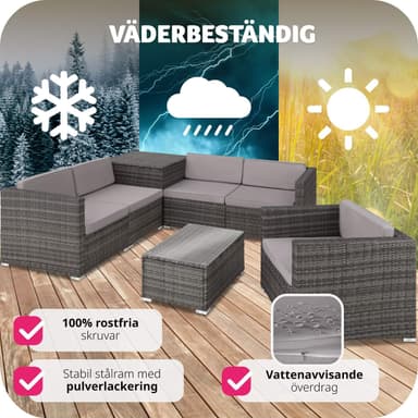 tectake Loungeset Pisa i konstrotting - grå