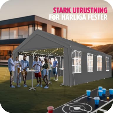 tectake Partytält, Paviljong Mammut 8x4m, stabil och vattentät - grå