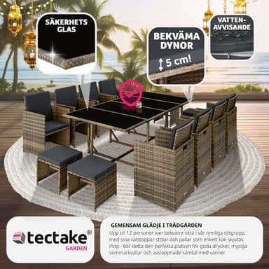tectake Matgrupp Palma i konstrotting - natur/mörkgrå