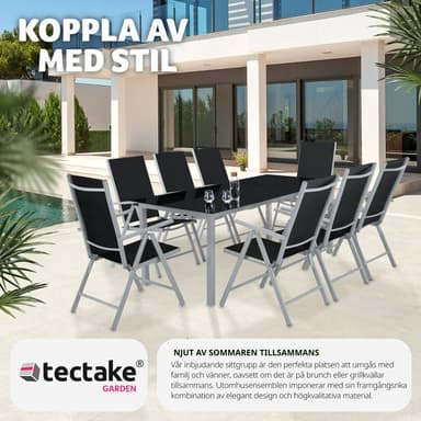 tectake Matgrupp i Aluminium med 8 stolar - silver