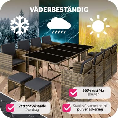tectake Matgrupp Palma i konstrotting - natur/mörkgrå