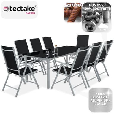 tectake Matgrupp i Aluminium med 8 stolar - silver