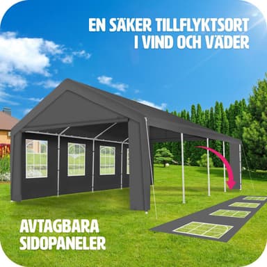 tectake Partytält, Paviljong Mammut 8x4m, stabil och vattentät - grå