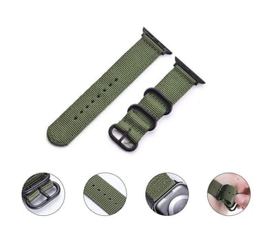 SKALO Nato-armband Nylon Apple Watch SE 44mm - Grön