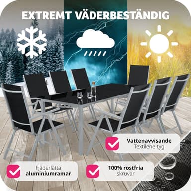 tectake Matgrupp i Aluminium med 8 stolar - silver
