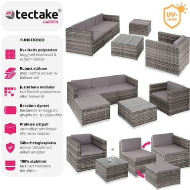 tectake Loungeset Lignano - grå