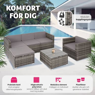 tectake Loungeset Lignano - grå