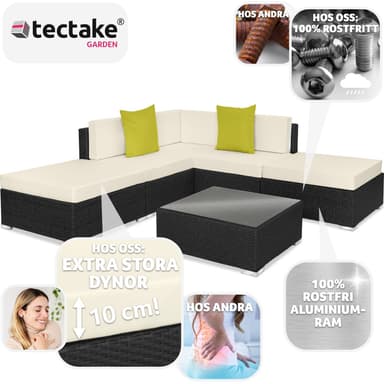 tectake Loungeset i konstrotting Paris - svart