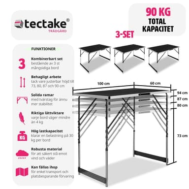 tectake Arbetsbänk 3st - svart