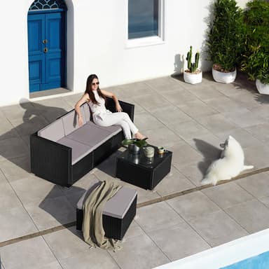 tectake Loungeset rotting Lignano - svart