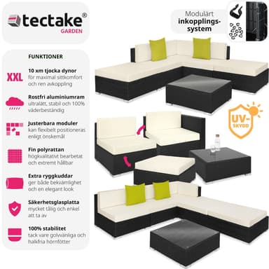 tectake Loungeset i konstrotting Paris - svart