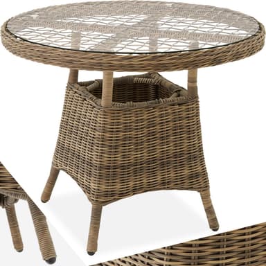 tectake Trädgårdsbord i aluminium med avtagbar glasskiva 91x73,5 cm - natur