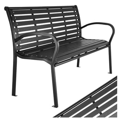 tectake Trädgårdsbänk Pino 3-sits 126x62x81,5cm - svart