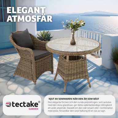 tectake Trädgårdsbord i aluminium med avtagbar glasskiva 91x73,5 cm - natur