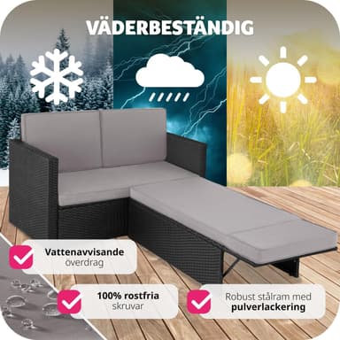 tectake Loungesoffa Korfu - svart/grå