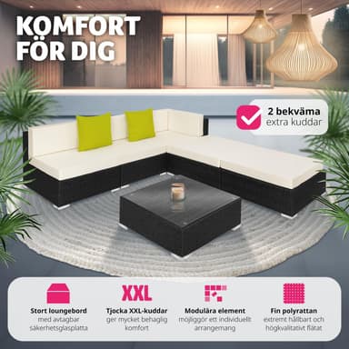 tectake Loungeset i konstrotting Paris - svart