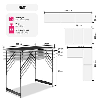 tectake Arbetsbänk 3st - svart