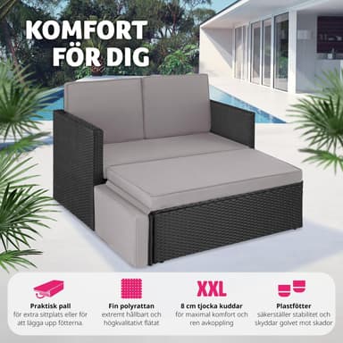 tectake Loungesoffa Korfu - svart/grå