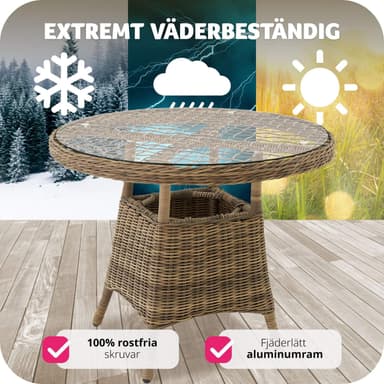 tectake Trädgårdsbord i aluminium med avtagbar glasskiva 91x73,5 cm - natur