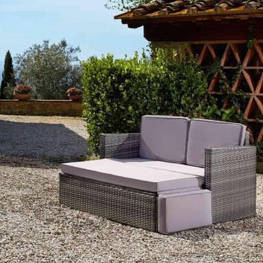 tectake Loungesoffa Korfu - svart/grå