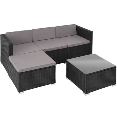 tectake Loungeset rotting Lignano - svart