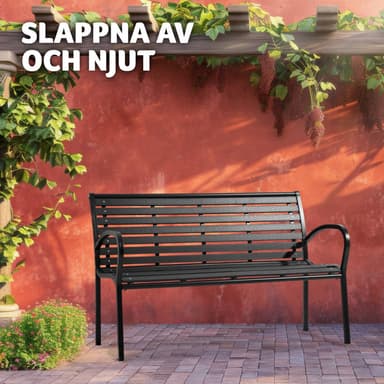 tectake Trädgårdsbänk Pino 3-sits 126x62x81,5cm - svart