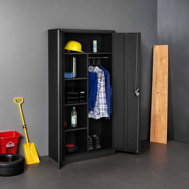 tectake Dokumentskåp med 6 fack och stång - svart, 80 cm