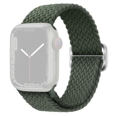 SKALO Flätat tygarmband Apple Watch SE 44mm - Mörkgrön
