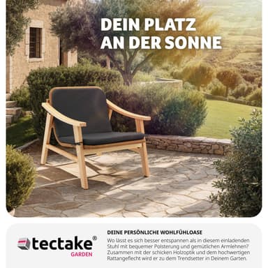 tectake Rottingstol Treviso, träram och stoppad dyna - natur