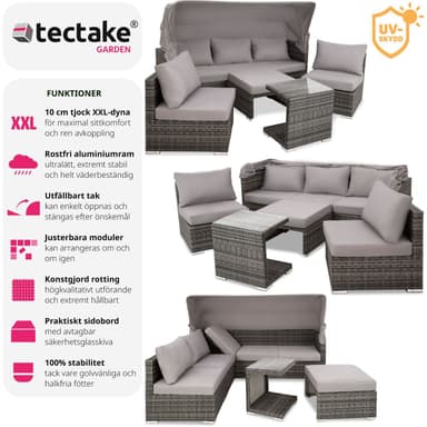 tectake Loungegrupp - Konstrotting San Marino - grå