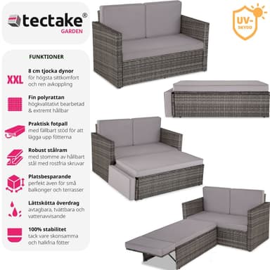 tectake Loungesoffa Korfu - grå