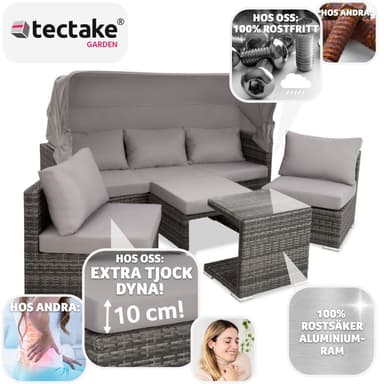 tectake Loungegrupp - Konstrotting San Marino - grå
