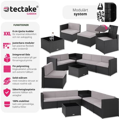 tectake Loungeset Verona i konstrotting - svart