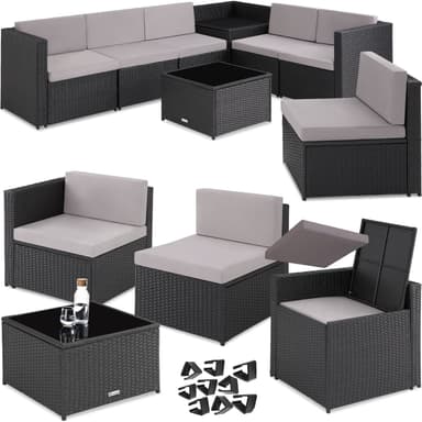tectake Loungeset Verona i konstrotting - svart