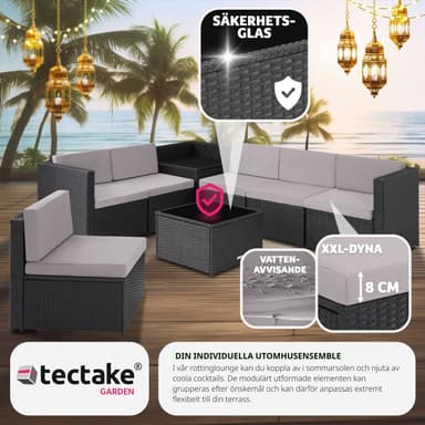 tectake Loungeset Verona i konstrotting - svart