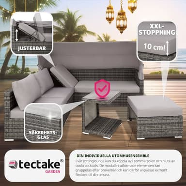 tectake Loungegrupp - Konstrotting San Marino - grå