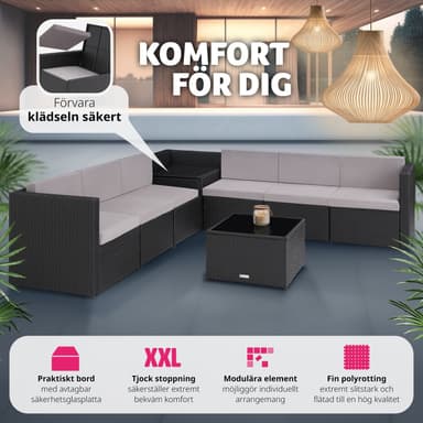 tectake Loungeset Verona i konstrotting - svart